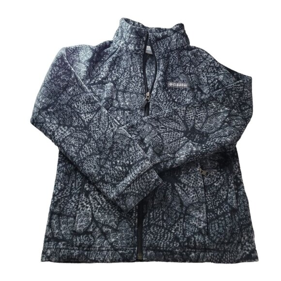 Columbia Fleece‎ Jacket Full Zip Gray Floral Warm Womens Medium Winter Fall - Picture 8 of 9